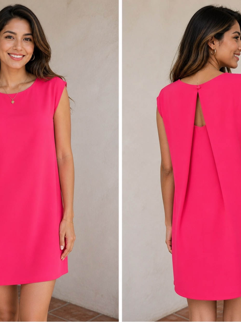 Bloomingdale's Hot Pink Cap Sleeve Shift Dress